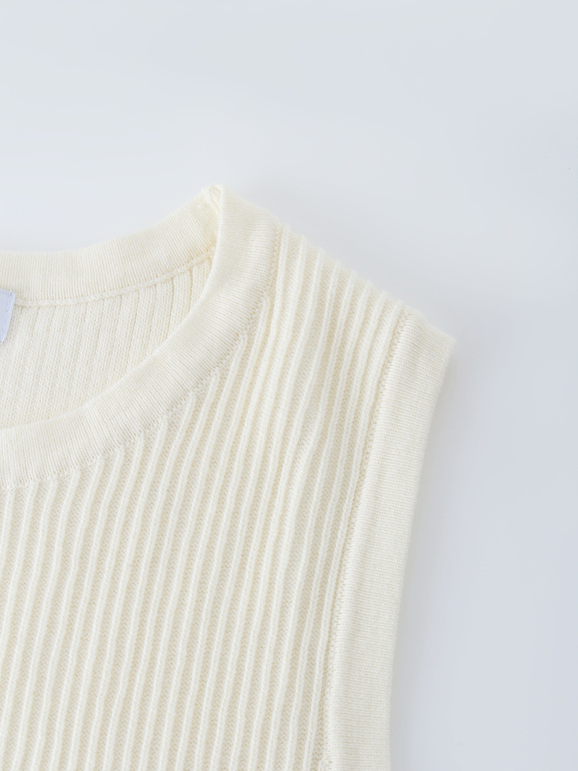 Sleeveless Ribbed Crew-Ivory-3