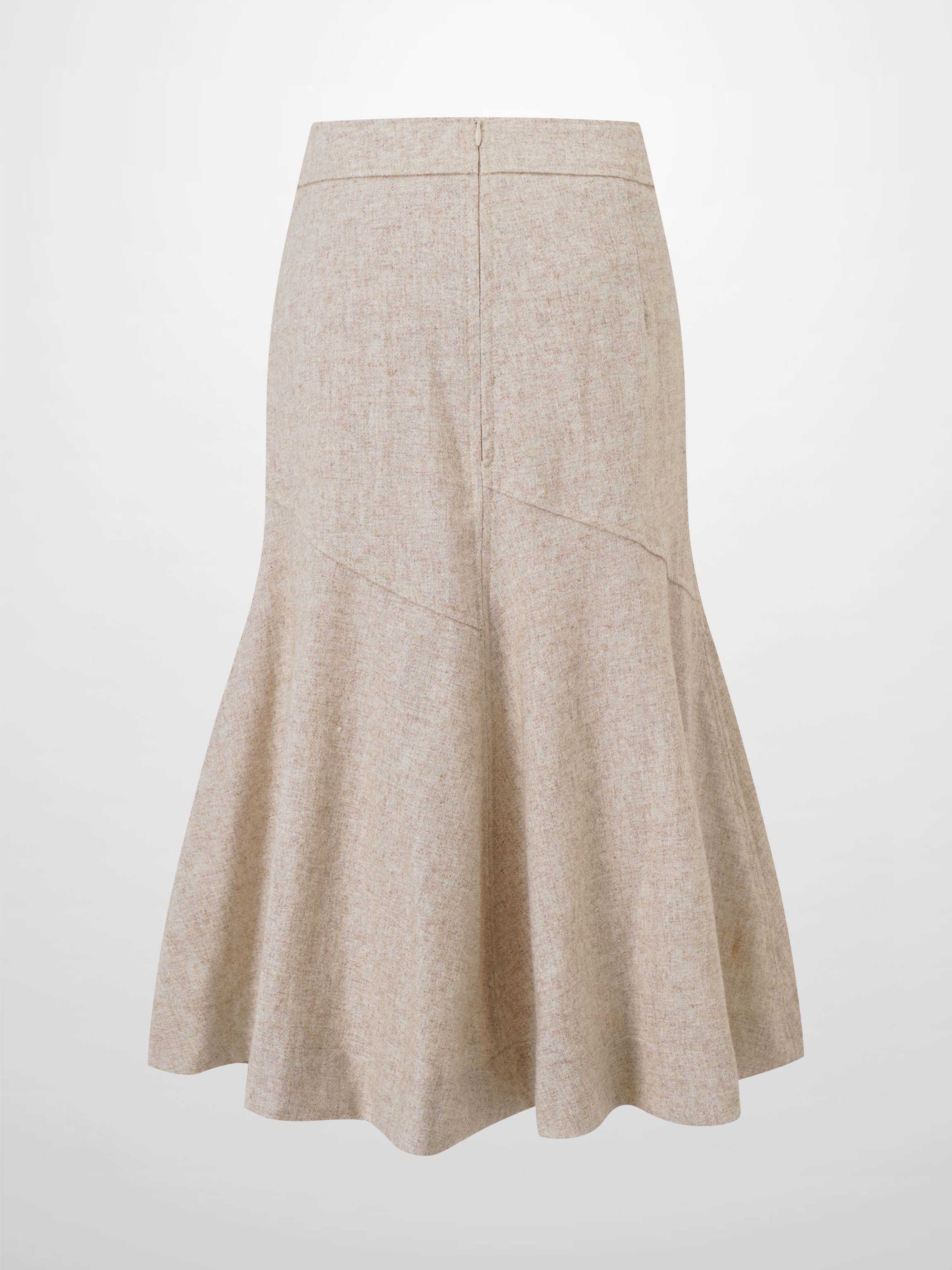 Wool Blend Short Panel Skirt-Oatmeal-2