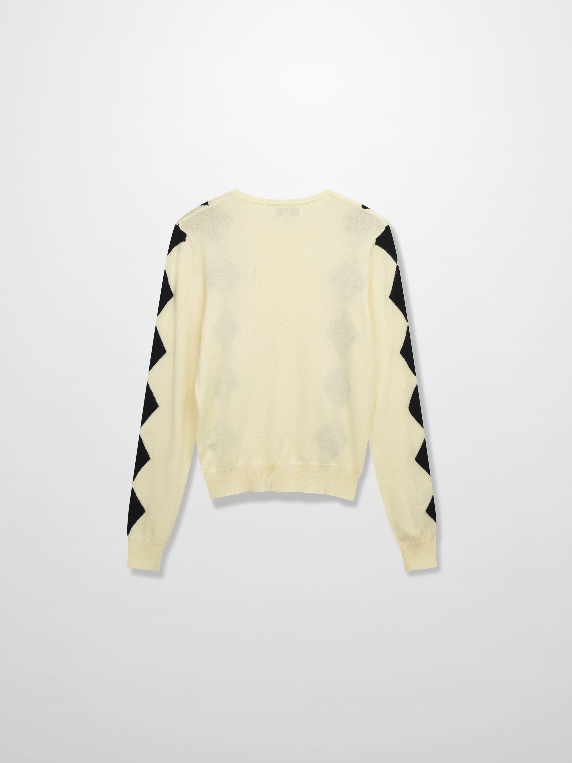 Printed Sweater-Cream with Black Diamond Design-2