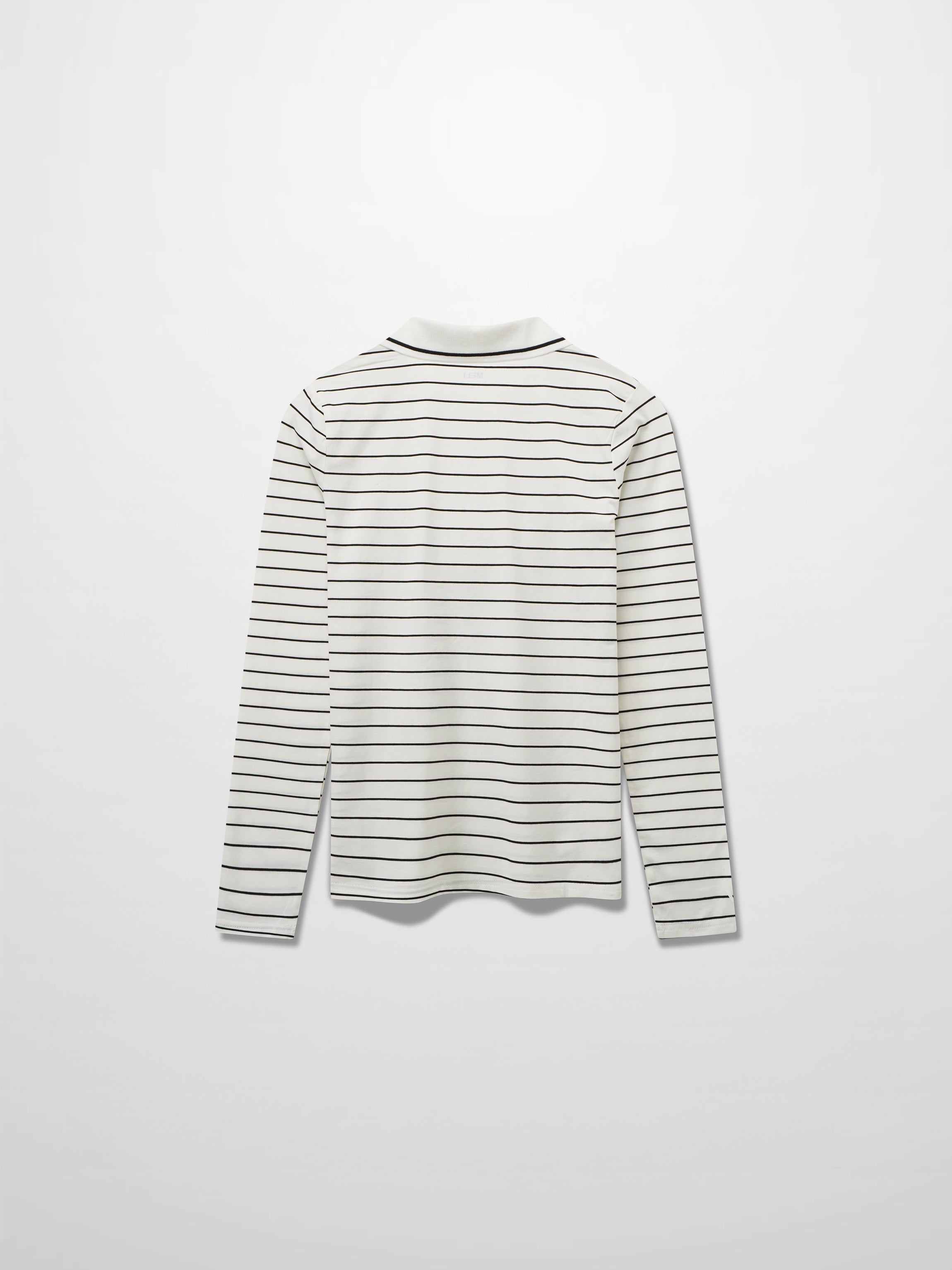 Striped Collar Snap Tee-Ivory/Black-1