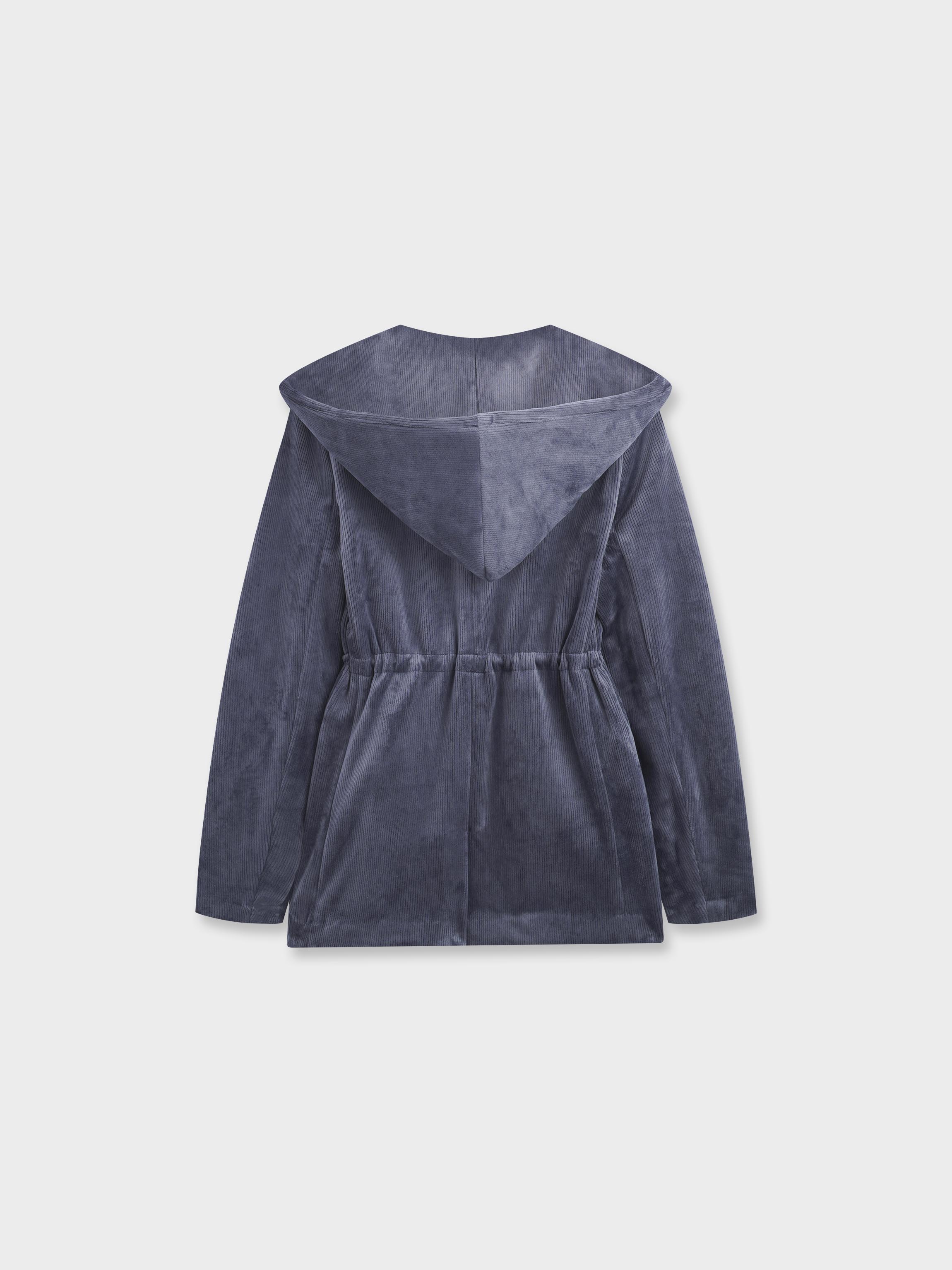 Velour Ribbed Blazer-Grey-2