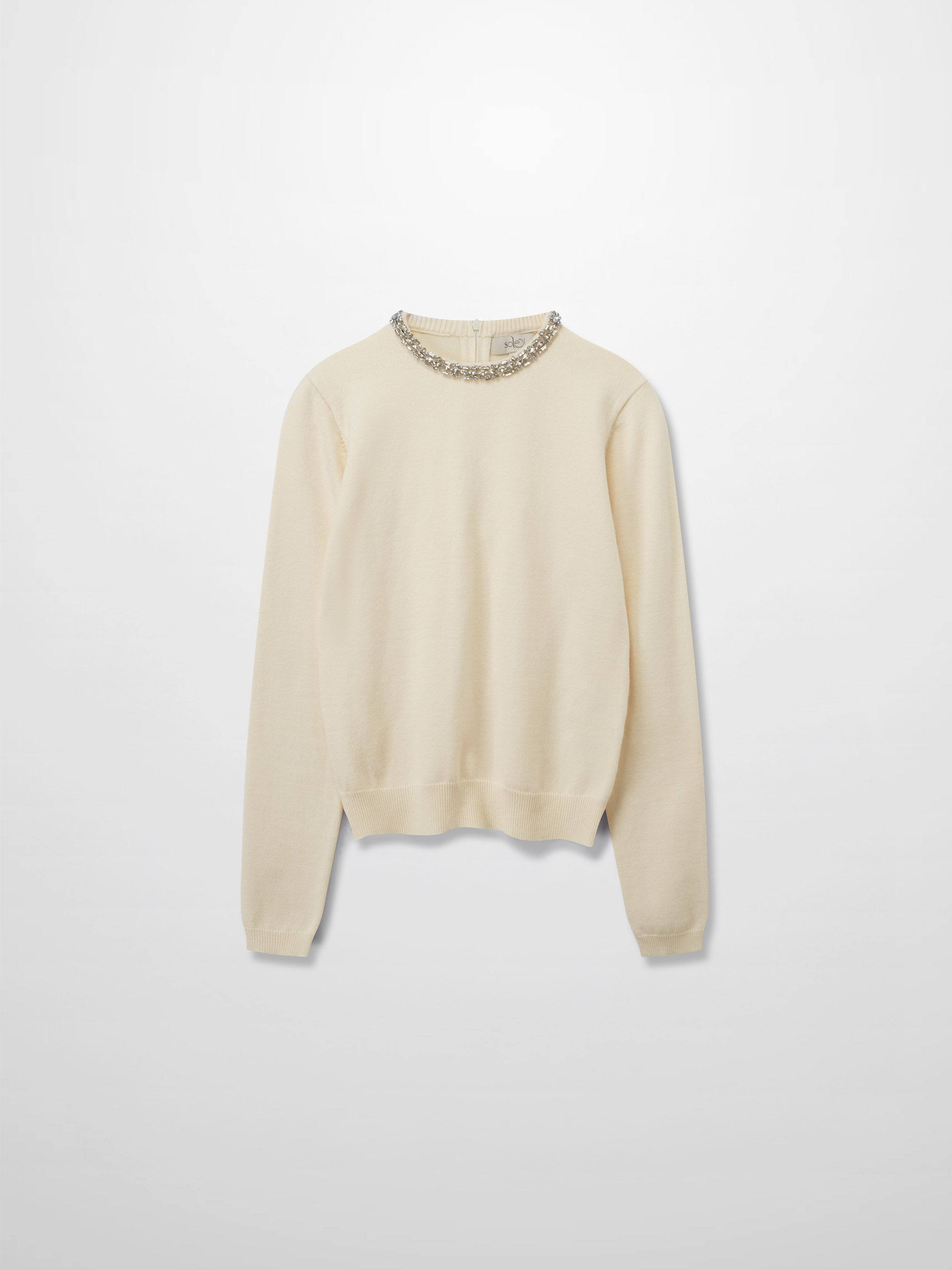 Embellished Crew Sweater-Ivory-1