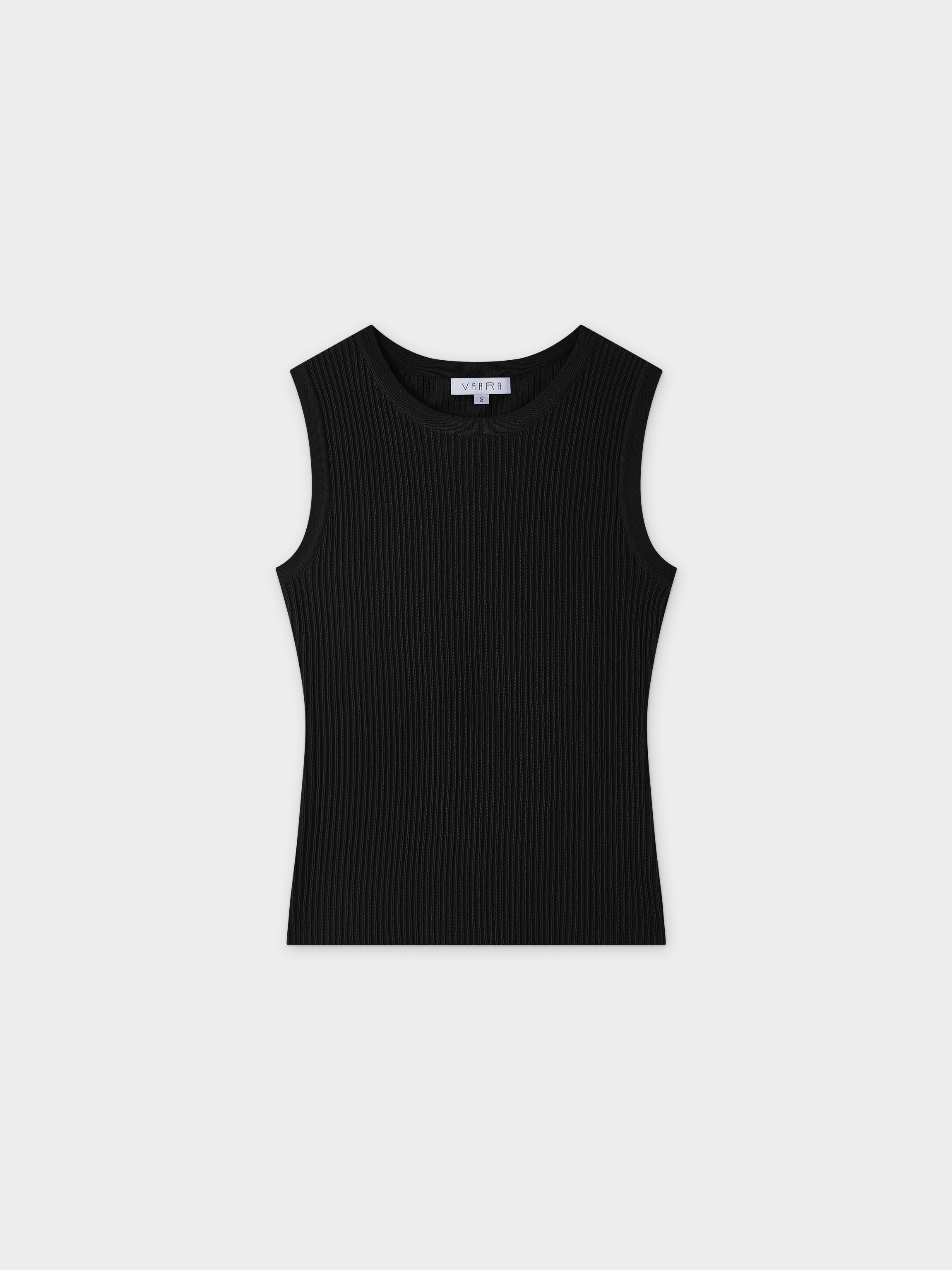Sleeveless Ribbed Crew-Black-0