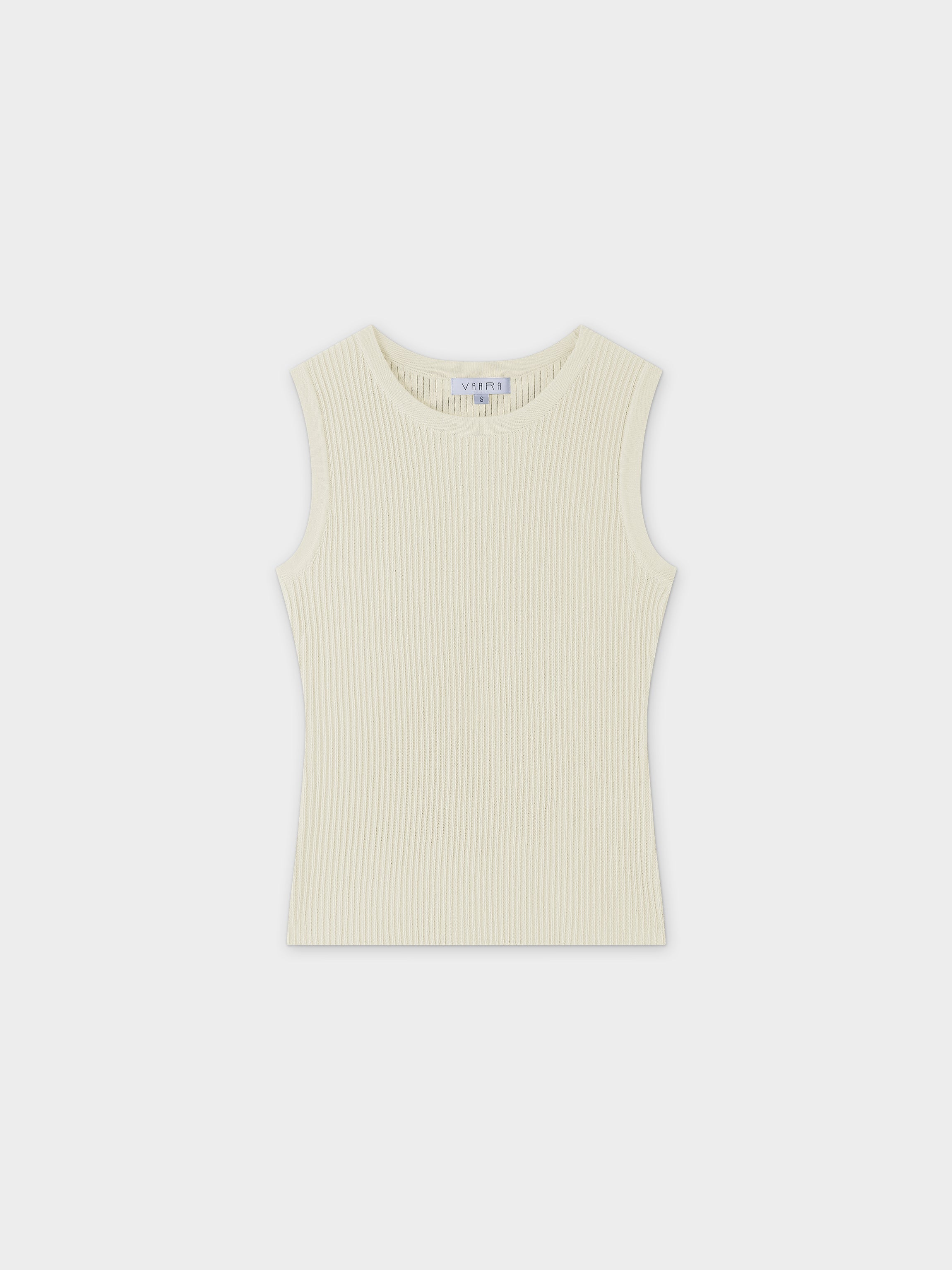 Sleeveless Ribbed Crew-Ivory-0