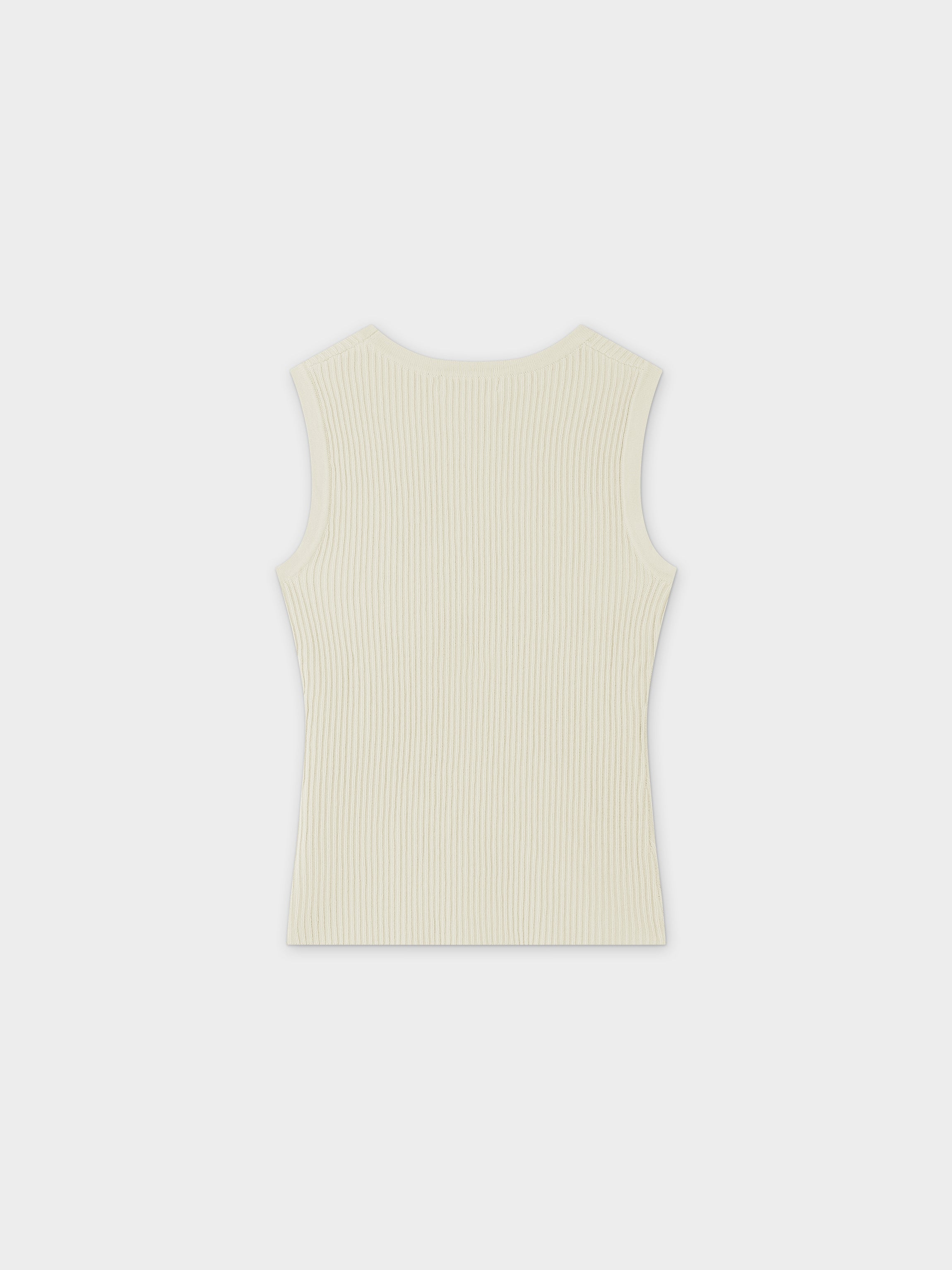 Sleeveless Ribbed Crew-Ivory-1