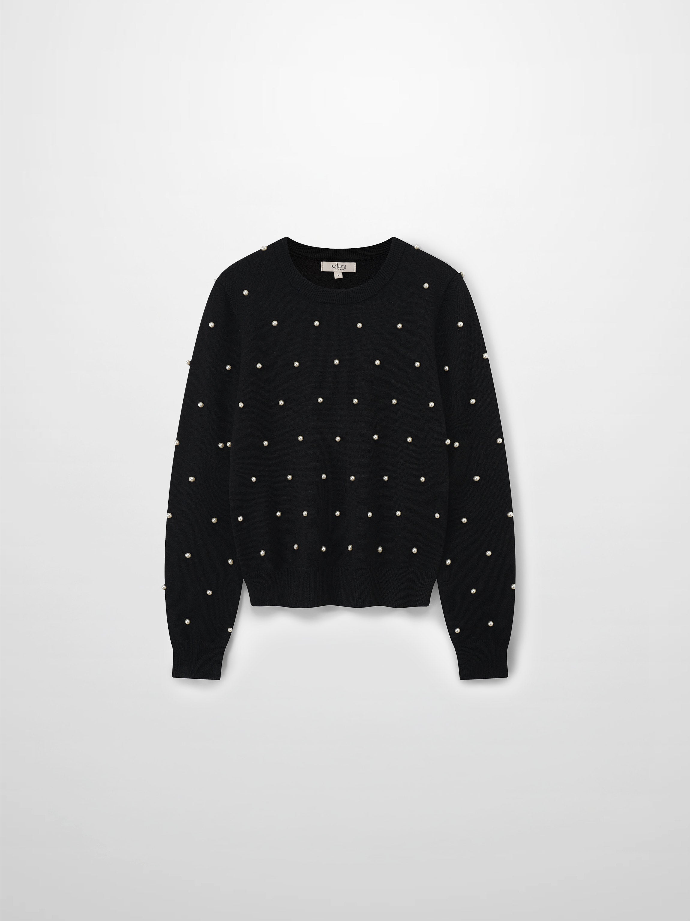 Pearl Embellished Sweater-Black-1