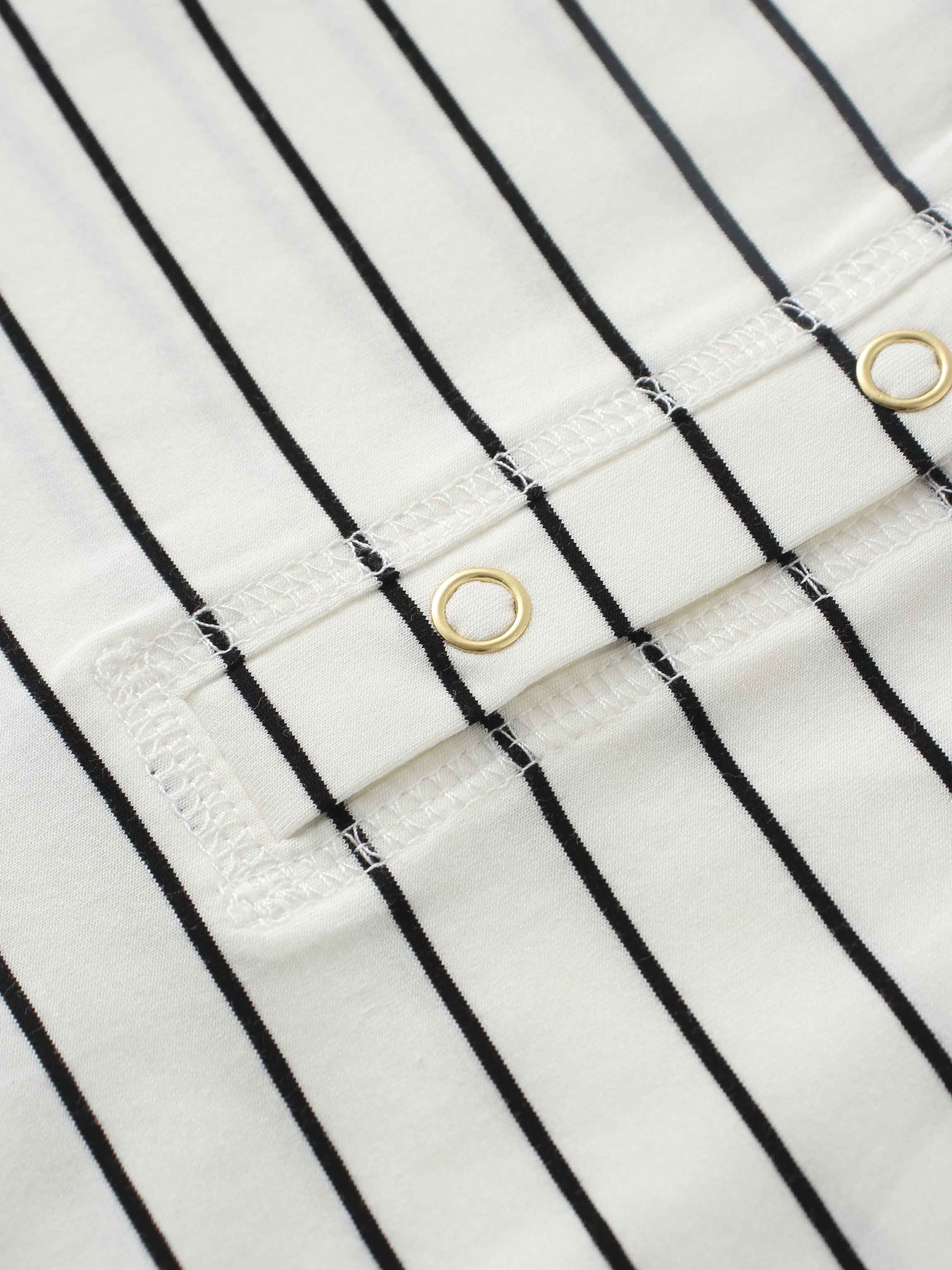 Striped Collar Snap Tee-Ivory/Black-3