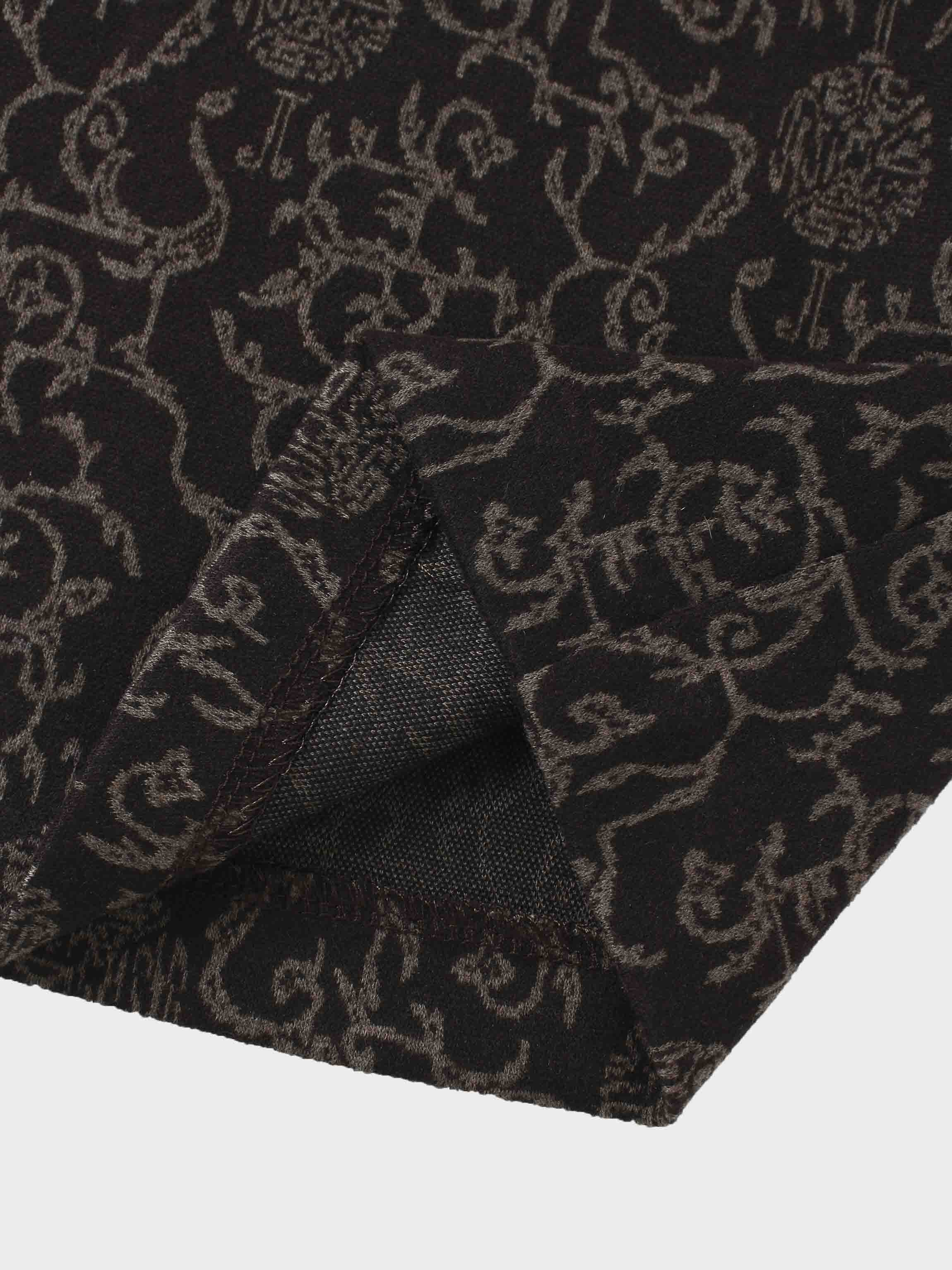 Boxy Mock Neck Top-Brown Vines-4
