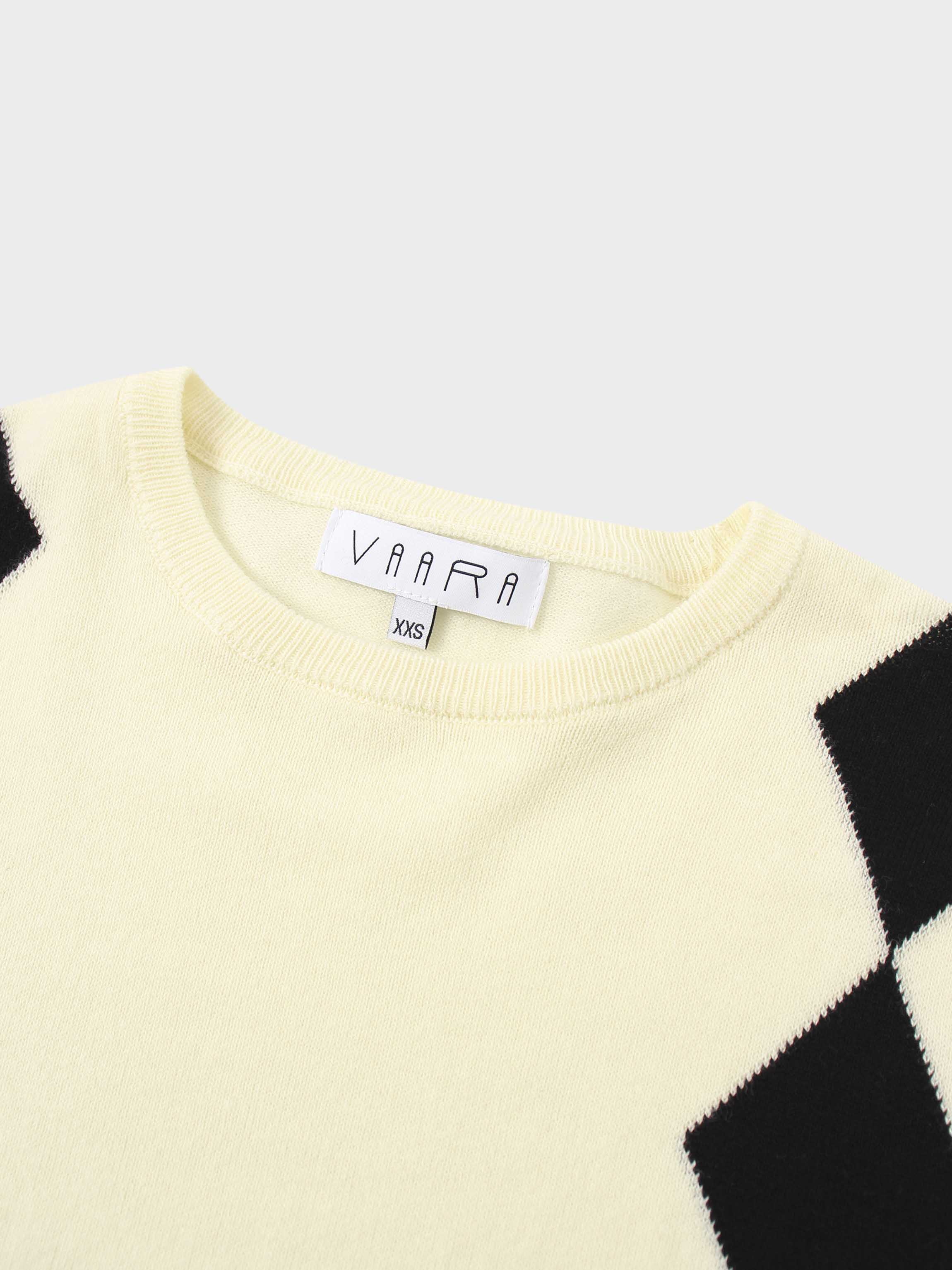 Printed Sweater-Cream with Black Diamond Design-3