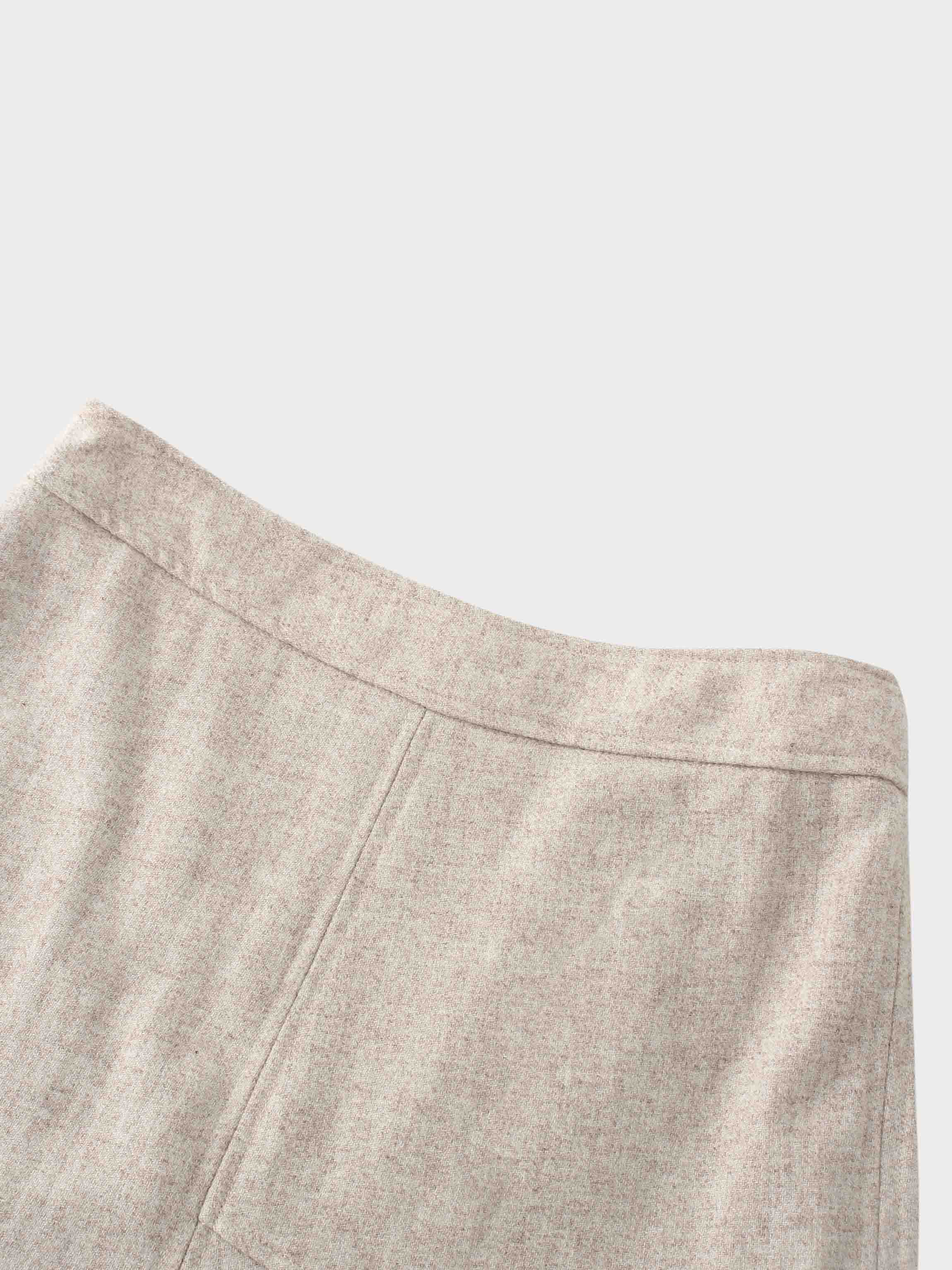 Wool Blend Short Panel Skirt-Oatmeal-3