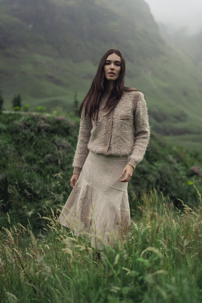 Wool Blend Short Panel Skirt-Oatmeal-0